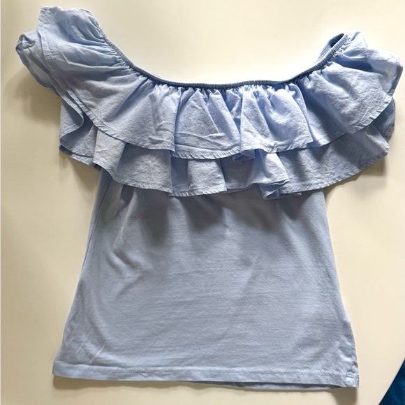 H&M Light Blue Pastel Off-Shoulder Ruffle Top – Size Small - Picture 9 of 9